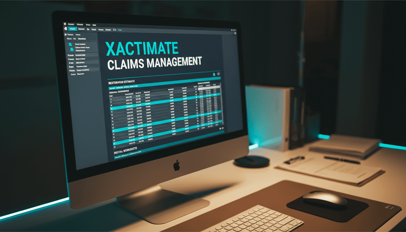 Xactimate estimating software displaying detailed restoration claims documentation