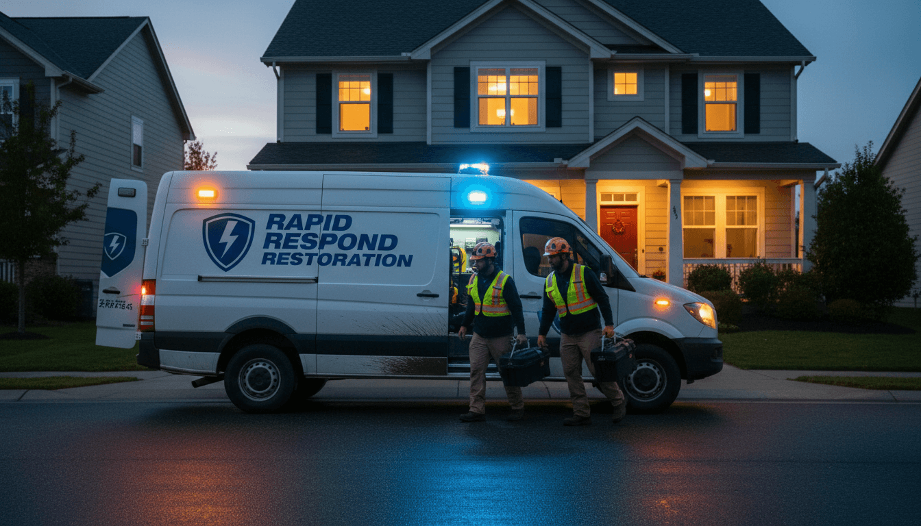 Fix Water Damage emergency response vehicle arriving at property